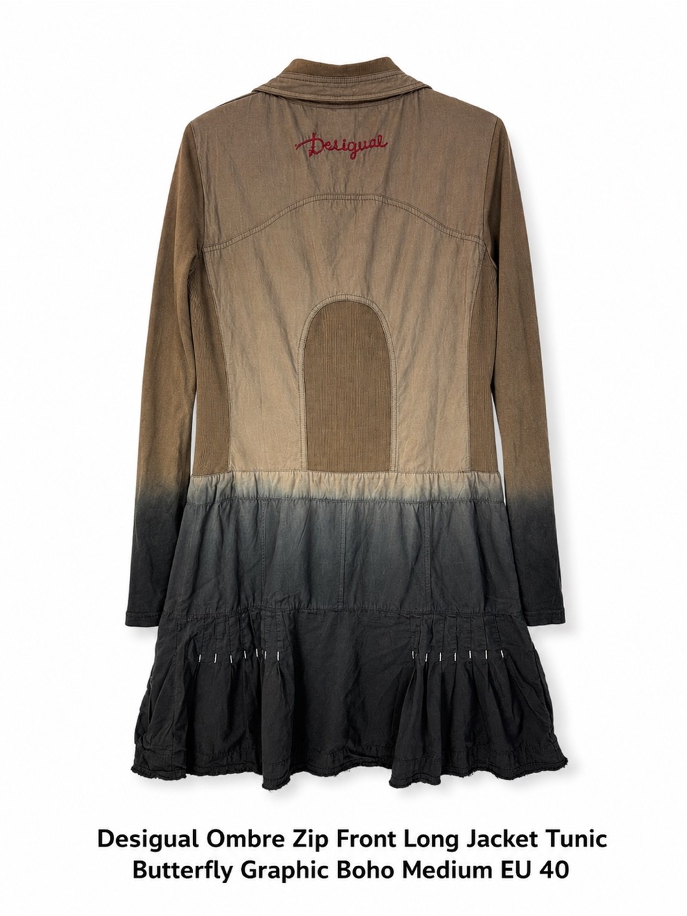 Desigual y2k Ombre Midi Dress in Brown and Black - Picture 3 of 10